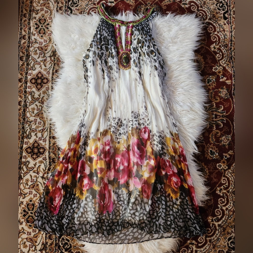 Derby Sleeveless Animal Print & Floral Dress